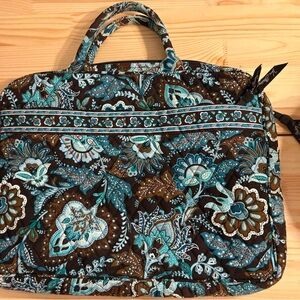 Vera Bradley Brown and Blue Floral Laptop Bag